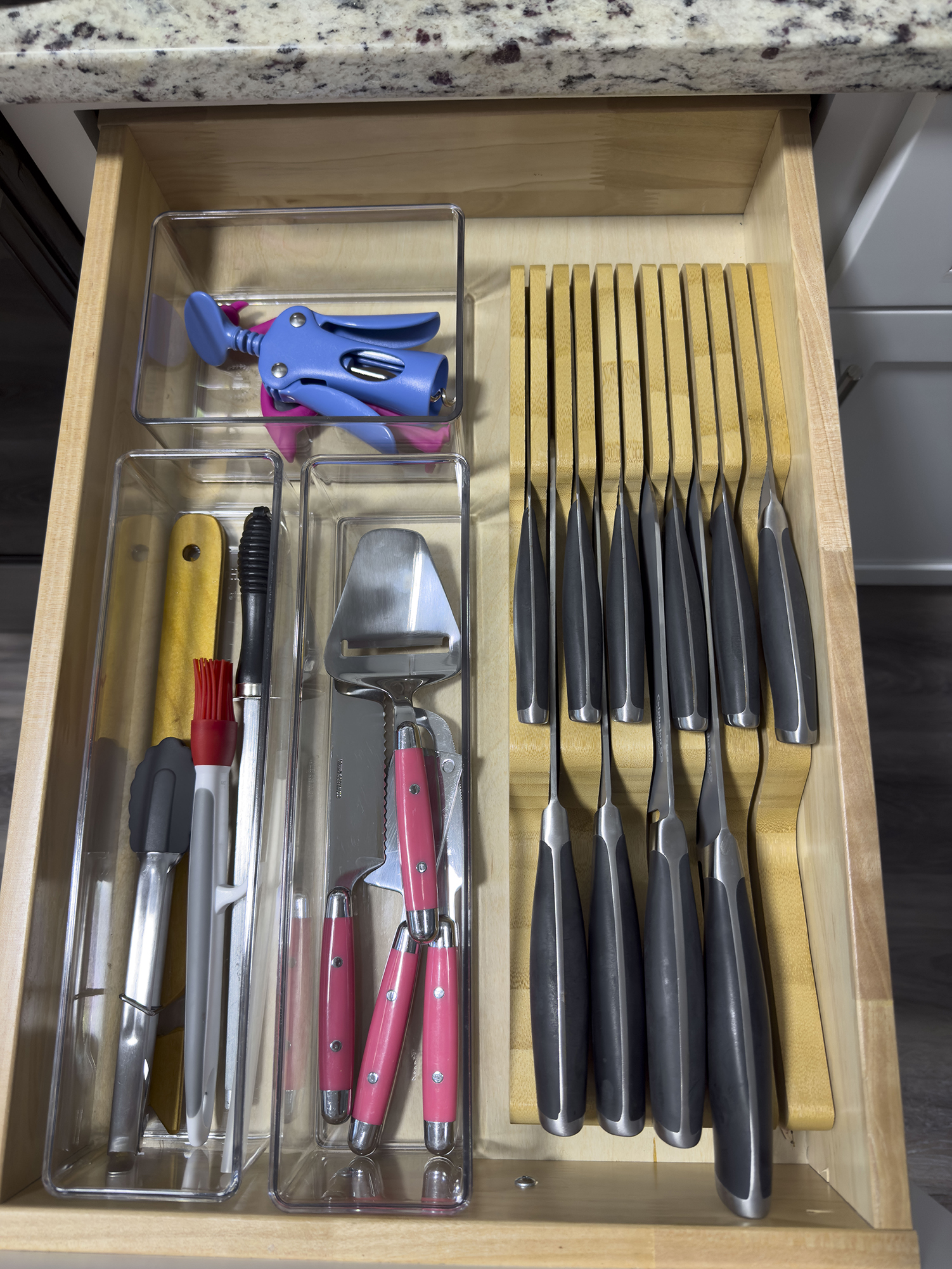 knife block inside kitchen drawer