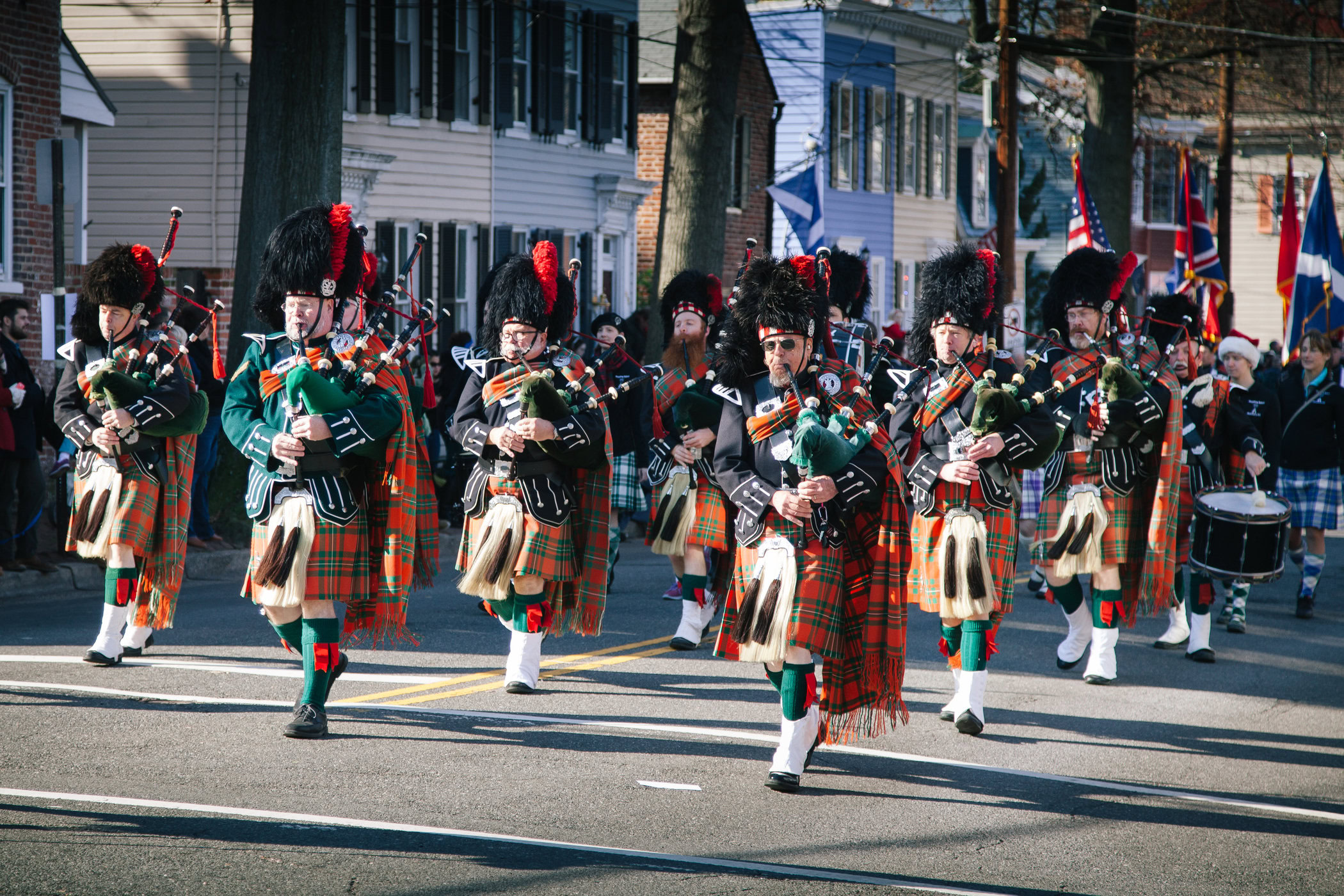 Bagpipers in a parade